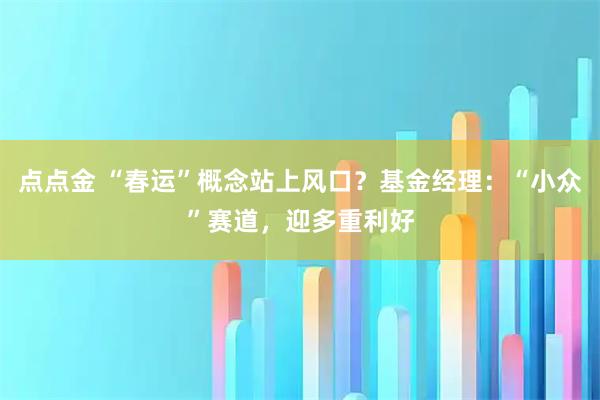 点点金 “春运”概念站上风口？基金经理：“小众”赛道，迎多重利好
